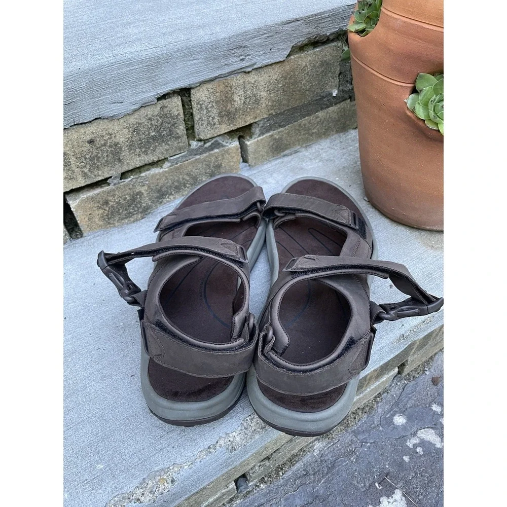 Teva Langdon Brown Leather Hook & Loop Waterproof Sport Strap Sandals‎ Mens 13